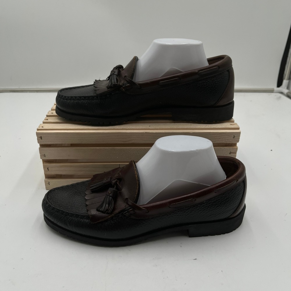 Allen Edmonds Loafers Nashua Kiltie Tassel Two-Tone Brown Black Mens 8.5D
